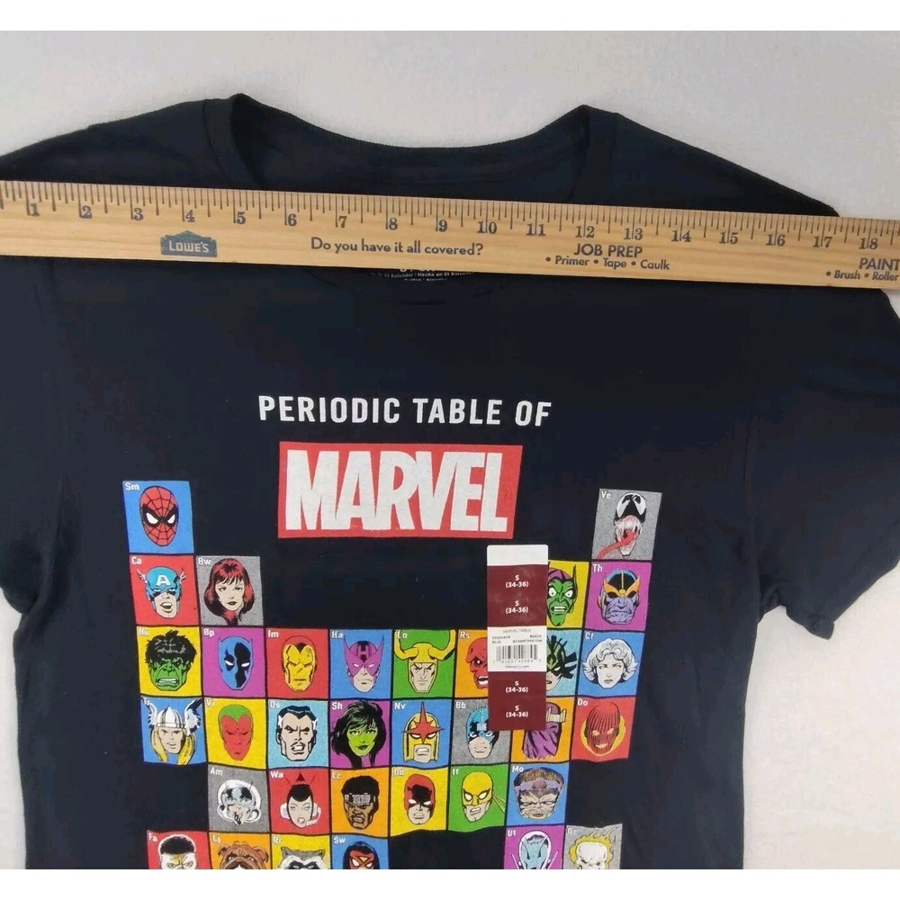 ✅🆕🚨👕Marvel‎ Heros T-Shirt Mens S Chemistry Black Graphic Periodic📸SEE📏🚨📸 - Picture 9 of 13